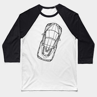 Black C8 racecar Silhouette Outline Supercar Sports car Racing car Baseball T-Shirt